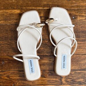 Steve Madden Cream Strappy Sandals with Gold Accents